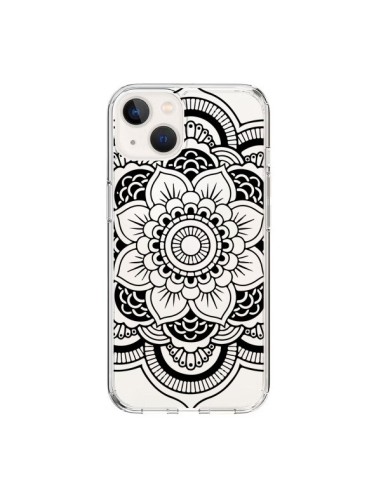 Coque iPhone 15 Mandala Noir Azteque Transparente - Nico