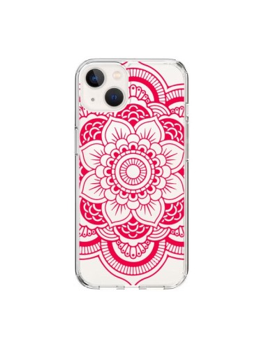 Coque iPhone 15 Mandala Rose Fushia Azteque Transparente - Nico