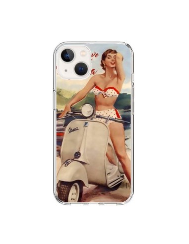 Cover iPhone 15 Pin Up With Love From the Riviera Vespa Vintage - Nico