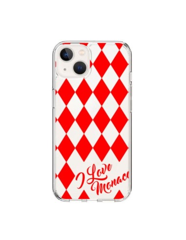 Coque iPhone 15 I Love Monaco et Losange Rouge - Nico