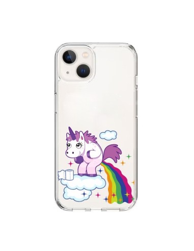 Cover iPhone 15 Unicorno Caca Arcobaleno Trasparente - Nico