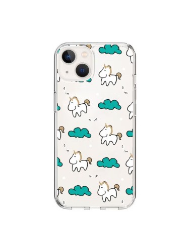 Coque iPhone 15 Licorne et Nuages Transparente - Nico