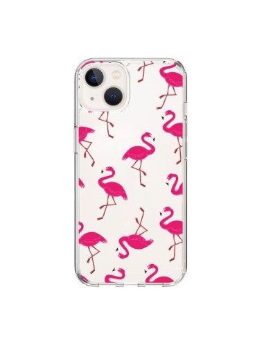 Coque iPhone 15 flamant Rose et Flamingo Transparente - Nico