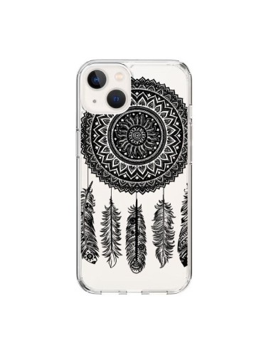 Coque iPhone 15 Mandala attrape rêve noir et blanc transparente - Nico