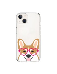 Cover iPhone 15 Cane Buffo Occhiali Cuori Trasparente -...