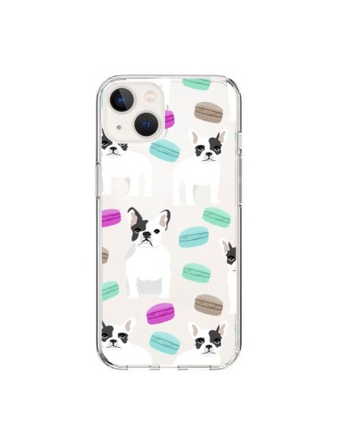 Coque iPhone 15 Chiens Bulldog Français Macarons Transparente - Pet Friendly