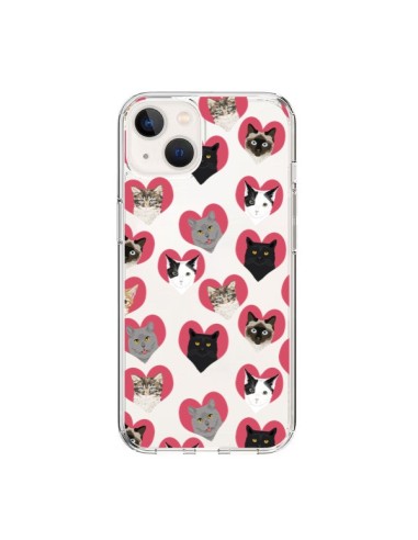 iPhone 15 Case Cat Hearts Clear - Pet Friendly