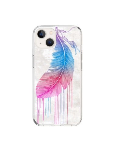 Coque iPhone 15 Plume arc-en-ciel - Rachel Caldwell