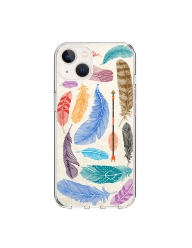 Coque iPhone 15 Feather Plumes Multicolores - Rachel Caldwell