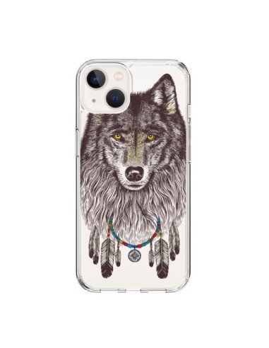 Coque iPhone 15 Loup Wolf Attrape Reves Transparente - Rachel Caldwell