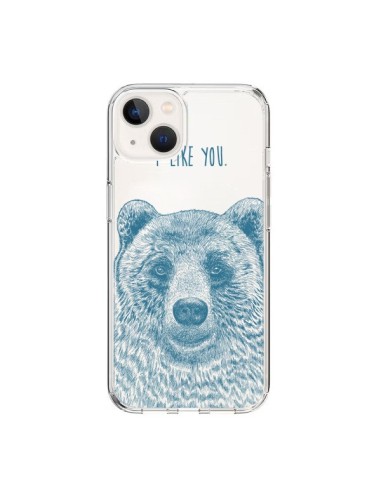 Coque iPhone 15 I Love You Bear Ours Ourson Transparente - Rachel Caldwell
