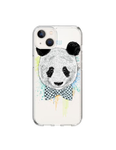 Coque iPhone 15 Panda Noeud Papillon Transparente - Rachel Caldwell