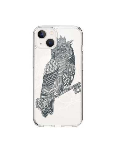 Coque iPhone 15 Owl King Chouette Hibou Roi Transparente - Rachel Caldwell