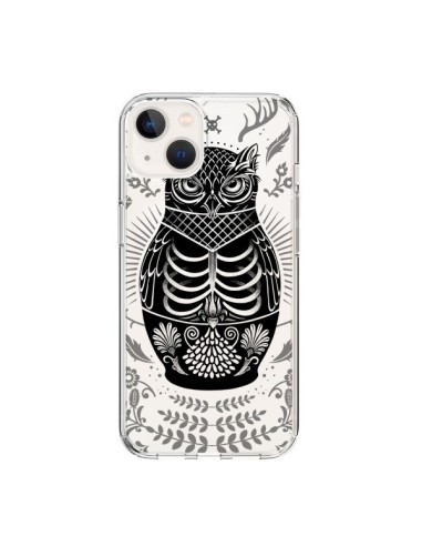 Coque iPhone 15 Owl Chouette Hibou Squelette Transparente - Rachel Caldwell