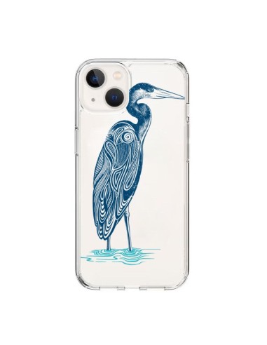 Coque iPhone 15 Heron Blue Oiseau Transparente - Rachel Caldwell