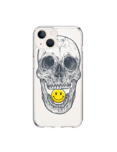 Coque iPhone 15 Tête de Mort Smiley Transparente - Rachel Caldwell
