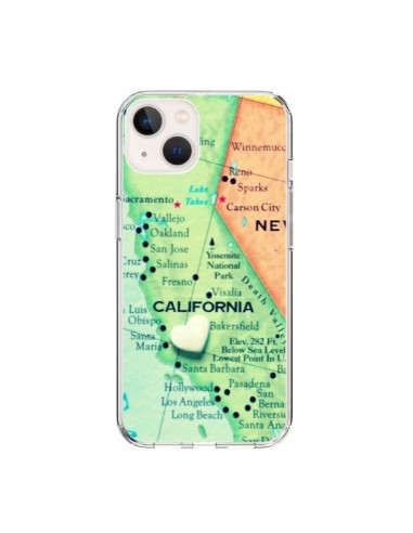 Coque iPhone 15 Carte Map Californie - R Delean
