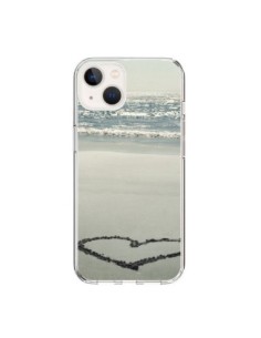 Coque iPhone 15 Coeoeur Plage Beach Mer Sea Love Sable...
