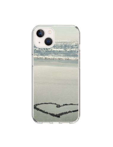 Coque iPhone 15 Coeoeur Plage Beach Mer Sea Love Sable Sand - R Delean