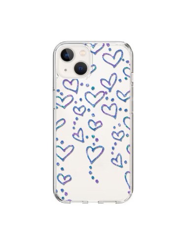 Coque iPhone 15 Floating hearts coeurs flottants Transparente - Sylvia Cook