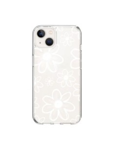 Coque iPhone 15 Mandala Blanc White Flower Transparente -...