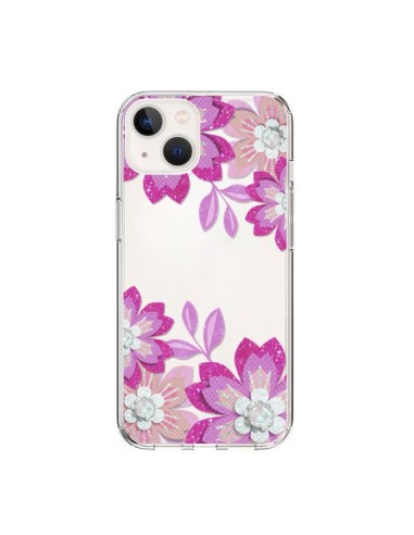 Coque iPhone 15 Winter Flower Rose, Fleurs d'Hiver Transparente - Sylvia Cook