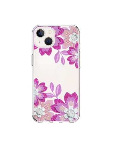 Cover iPhone 15 Fiori Invernali Rosa Trasparente - Sylvia Cook