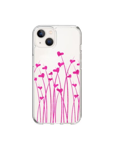 Coque iPhone 15 Love in Pink Amour Rose Fleur Transparente - Sylvia Cook