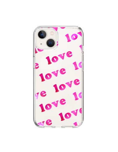 Coque iPhone 15 Pink Love Rose Transparente - Sylvia Cook