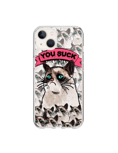 Coque iPhone 15 Chat Grumpy Cat - You Suck - Sara Eshak