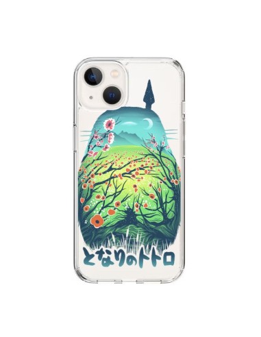 iPhone 15 Case Totoro Manga Flowers Clear - Victor Vercesi