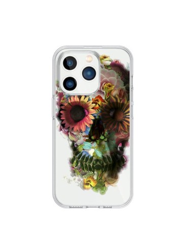 Coque iPhone 15 Pro Skull Flower Tête de Mort Transparente - Ali Gulec
