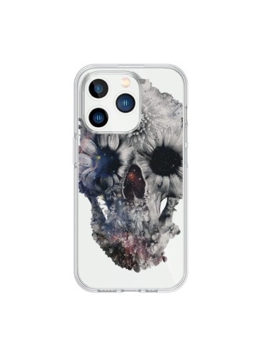 Coque iPhone 15 Pro Floral Skull Tête de Mort Transparente - Ali Gulec