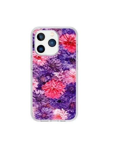 Coque iPhone 15 Pro Fleurs Violettes Flower Storm - Asano Yamazaki