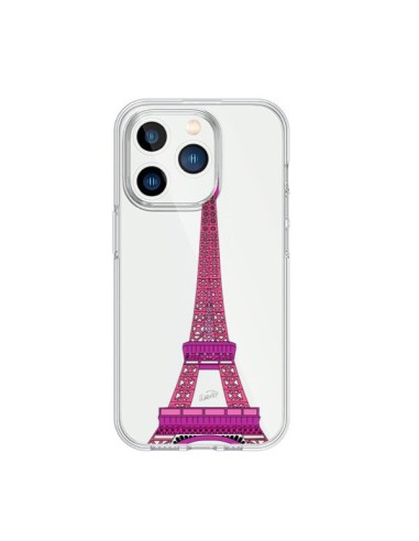 Coque iPhone 15 Pro Tour Eiffel Rose Paris Transparente - Asano Yamazaki