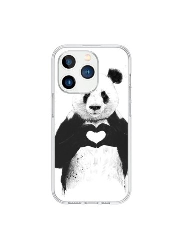 Coque iPhone 15 Pro Panda Amour All you need is love - Balazs Solti