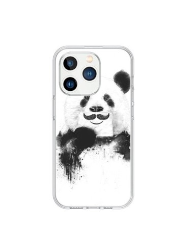 Coque iPhone 15 Pro Funny Panda Moustache Movember - Balazs Solti