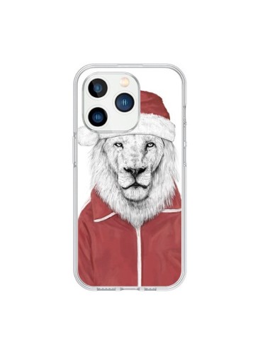 Coque iPhone 15 Pro Santa Lion Père Noel - Balazs Solti