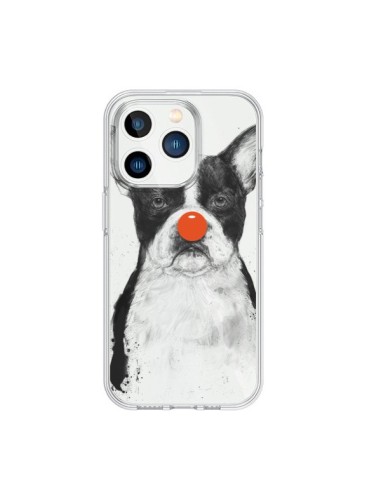 Coque iPhone 15 Pro Clown Bulldog Dog Chien Transparente - Balazs Solti