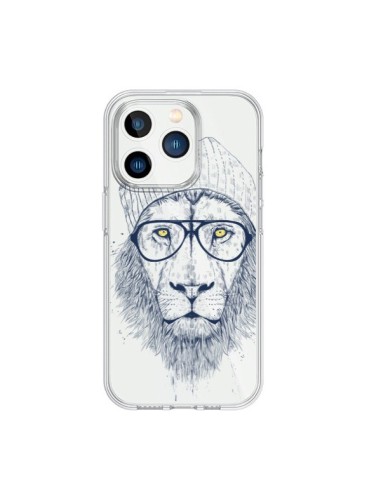 Coque iPhone 15 Pro Cool Lion Swag Lunettes Transparente - Balazs Solti