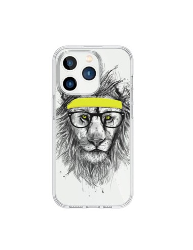 Coque iPhone 15 Pro Hipster Lion Transparente - Balazs Solti