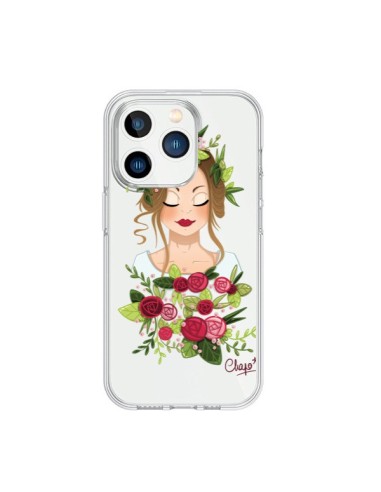 Coque iPhone 15 Pro Femme Closed Eyes Fleurs Transparente - Chapo