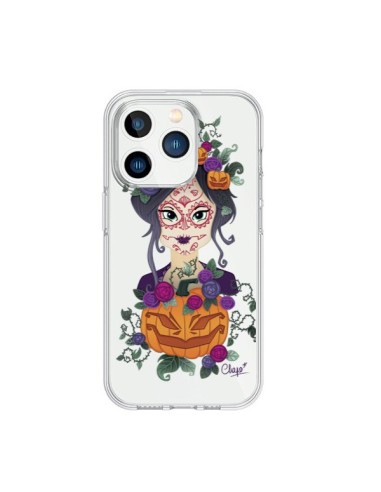 Cover iPhone 15 Pro Donna Occhi Chiusi Santa Muerte Trasparente - Chapo