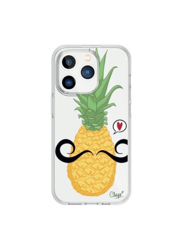 Coque iPhone 15 Pro Ananas Moustache Transparente - Chapo