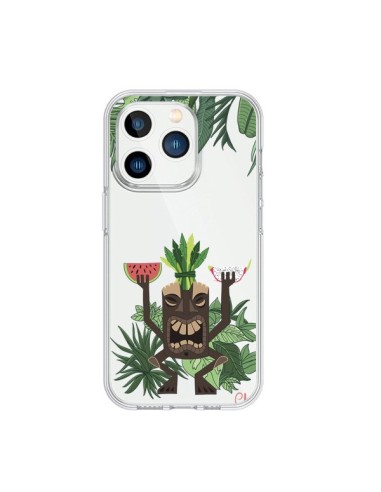 Coque iPhone 15 Pro Tiki Thailande Jungle Bois Transparente - Chapo
