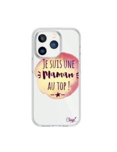 Coque iPhone 15 Pro Je suis une Maman au Top Orange...