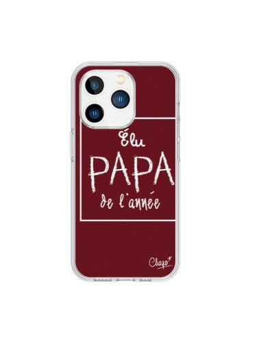 Coque iPhone 15 Pro Elu Papa de l'Année Rouge Bordeaux - Chapo