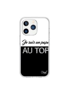 Coque iPhone 15 Pro Je suis un Papa au Top Noir - Chapo