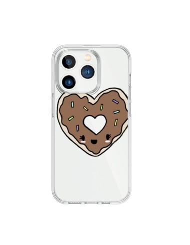 Coque iPhone 15 Pro Donuts Heart Coeur Chocolat Transparente - Claudia Ramos