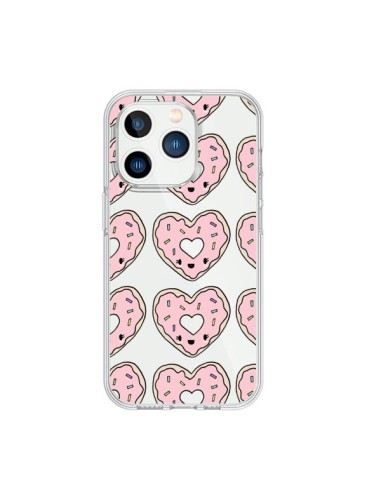 Coque iPhone 15 Pro Donuts Heart Coeur Rose Pink Transparente - Claudia Ramos